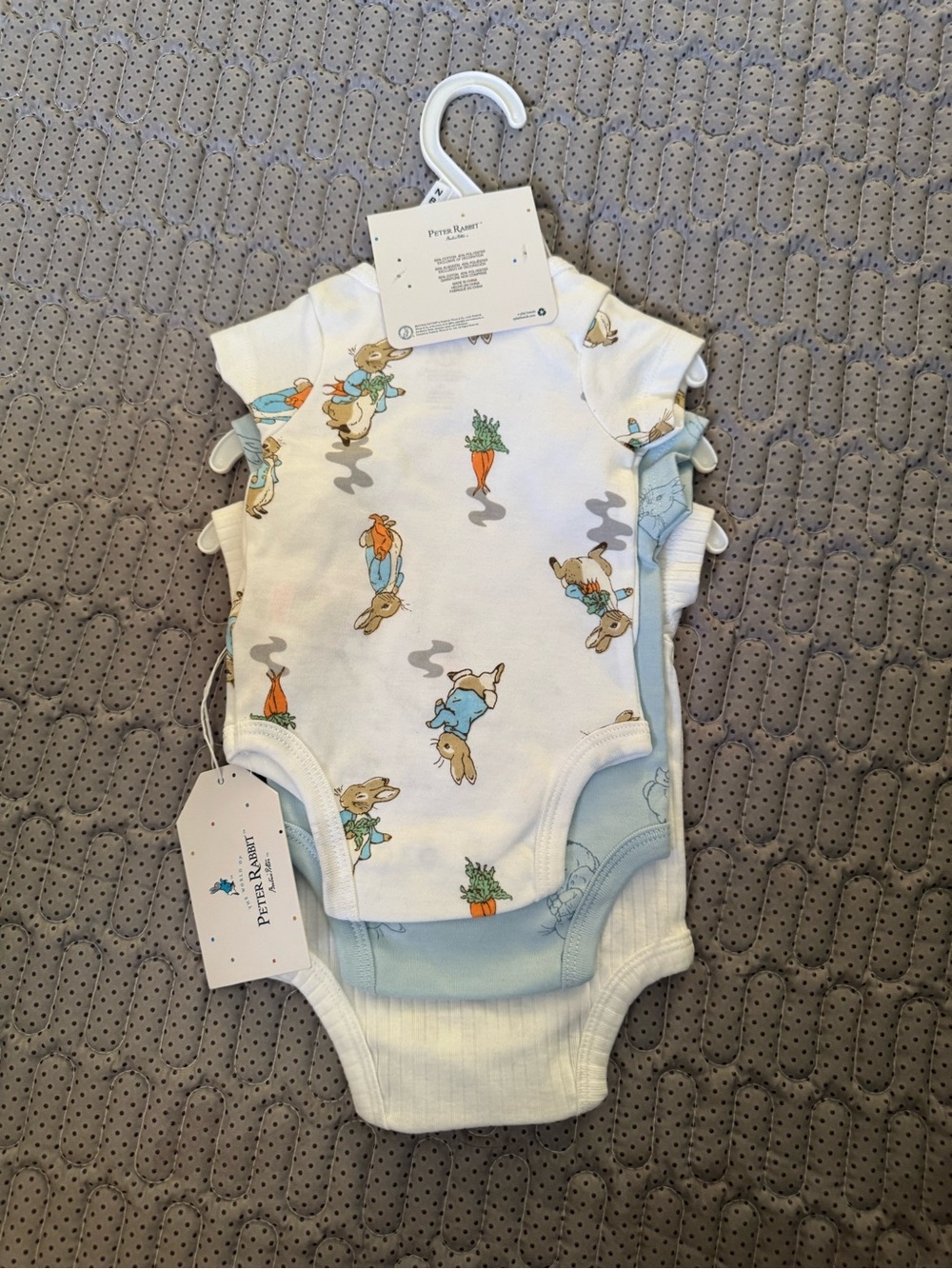 Peter Rabbit White Ribbed Cotton Baby Bodysuit - 3-Pack - Picture 2 of 5